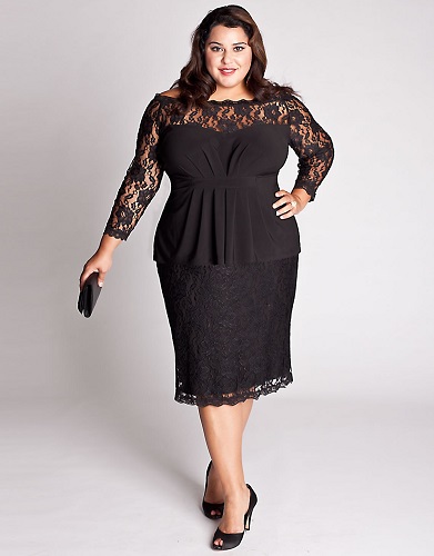 plus size black lace dress