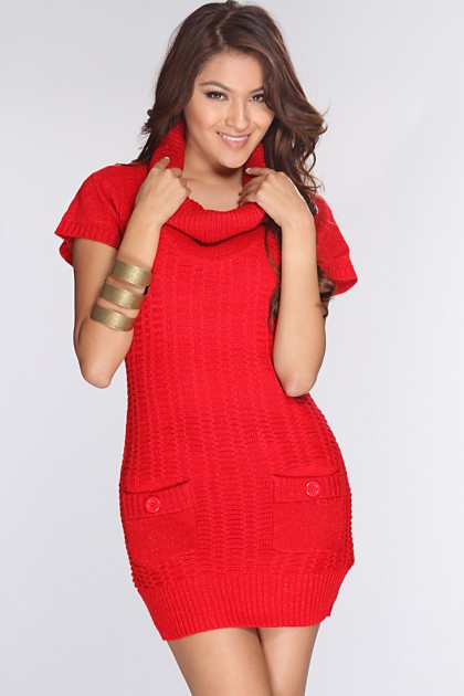 Cowl Neck Sweater Dress - Dressed Up Girl