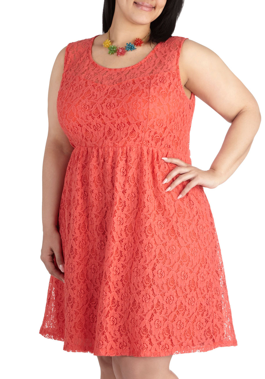 coral color summer dress