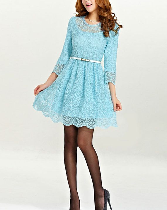 Blue Lace Dress | DressedUpGirl.com