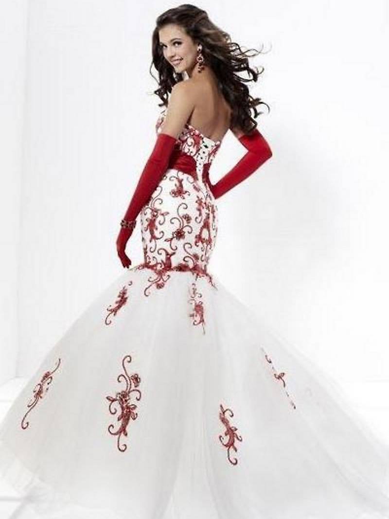 Red And White Mermaid Wedding Dresses ...