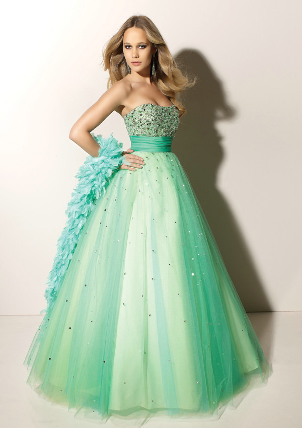 seafoam green prom dress