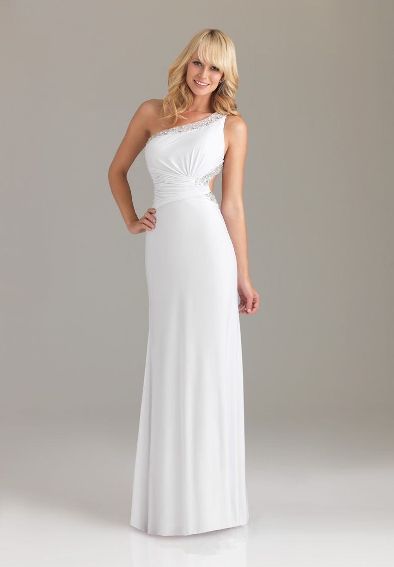 One Shoulder White Prom Dress on Sale ...