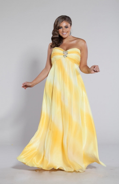 Yellow Plus Size Prom Dresses