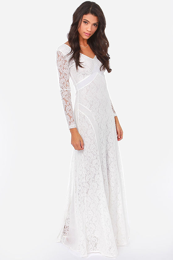 White Lace Maxi Dress | DressedUpGirl.com