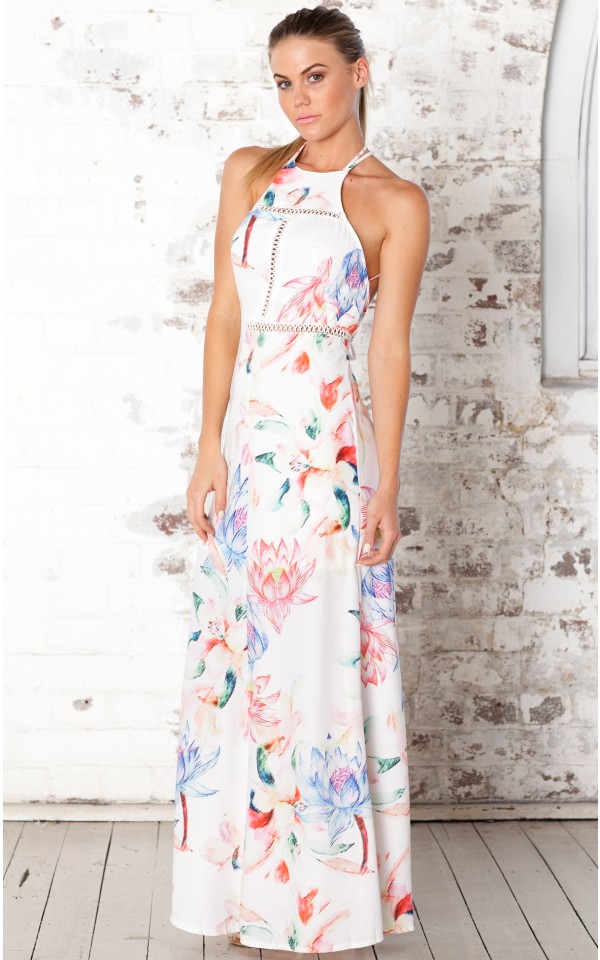 floral maxi dress white