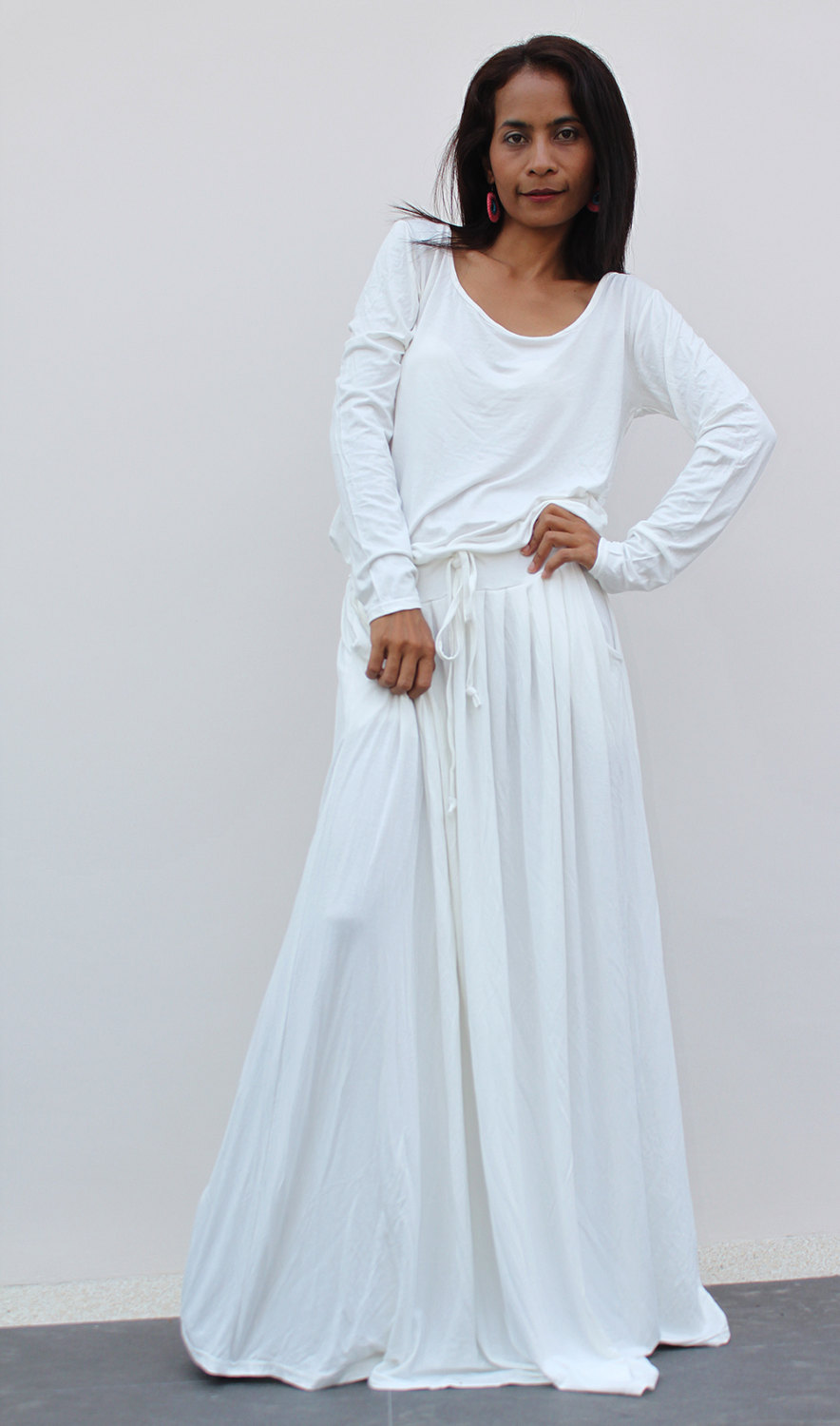 Long Sleeved White Dress