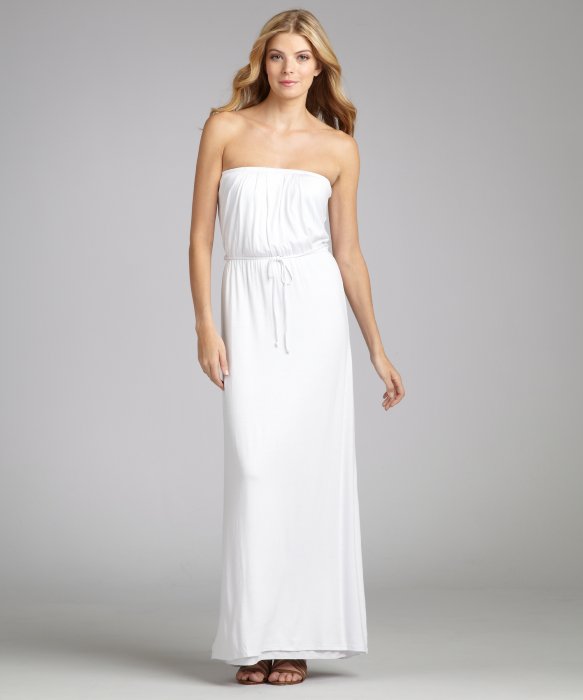 Images of White Strapless Maxi Dress - Reikian