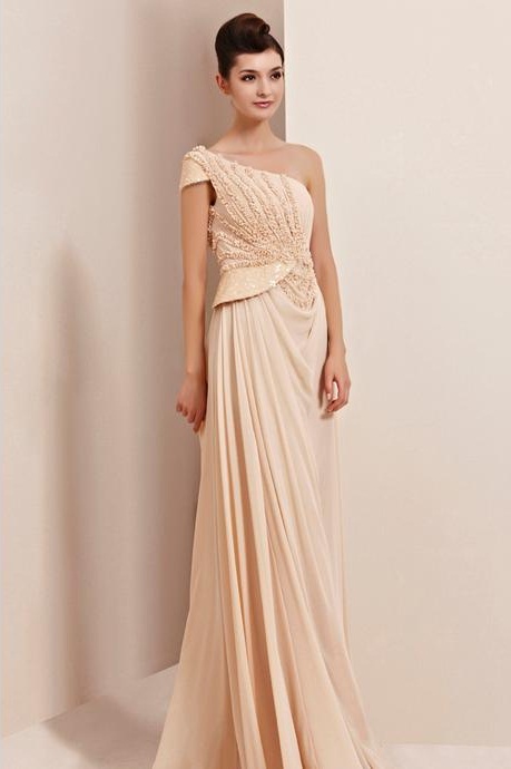 evening champagne maxi gowns elegant designer formal sleeves dresses collect origami favim later shoulder chiffon ivory