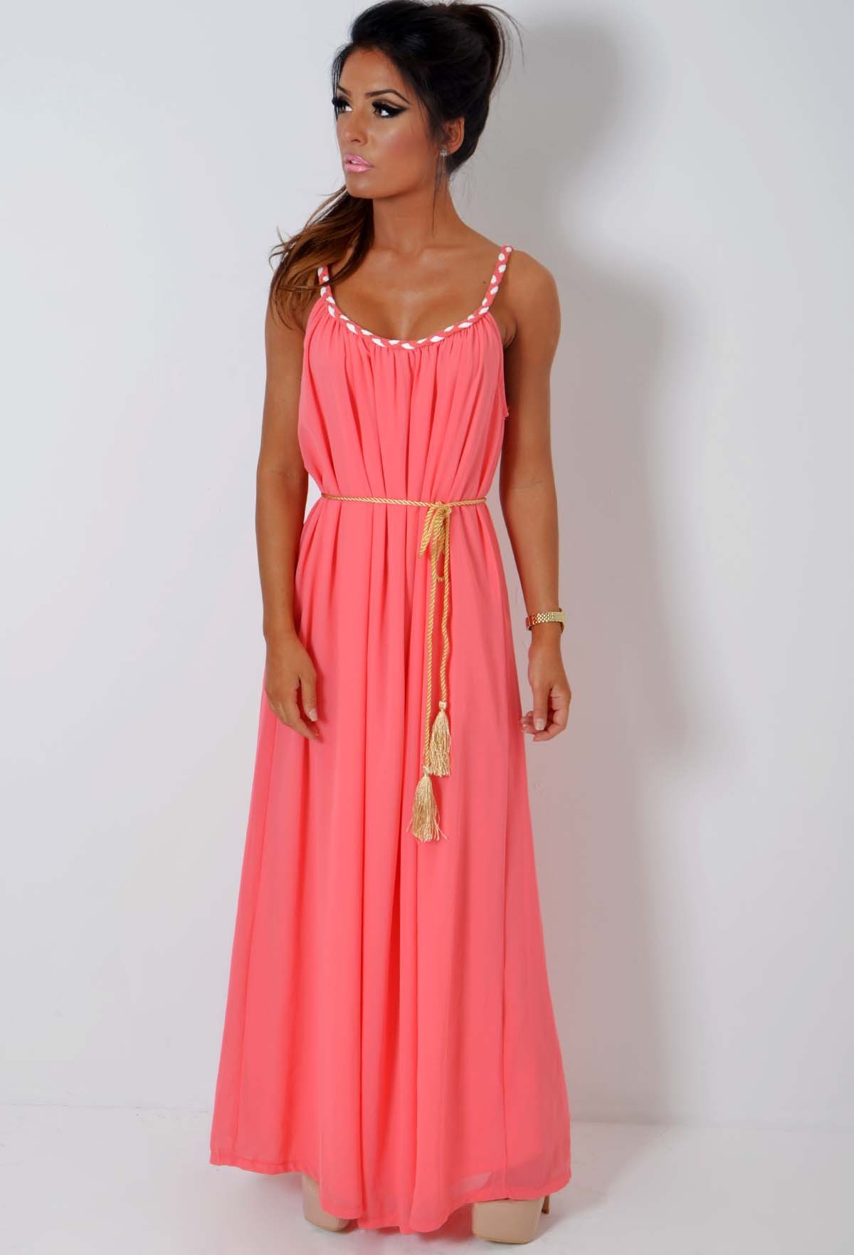Coral Maxi Dress - Dressed Up Girl