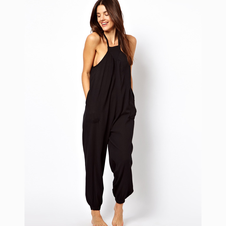 Amazon Com Women Loose Baggy Plain Jumpsuits Casual Sleeveless