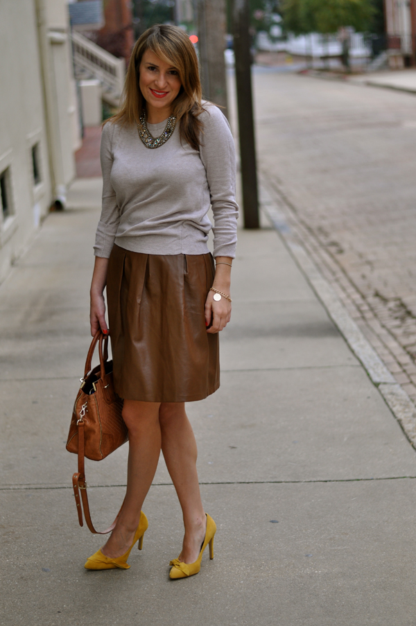 Brown Leather Skirt - Skirts