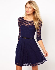 Blue Lace Skater Dress