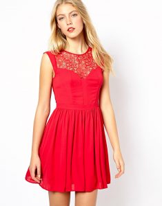 Red Lace Skater Dress