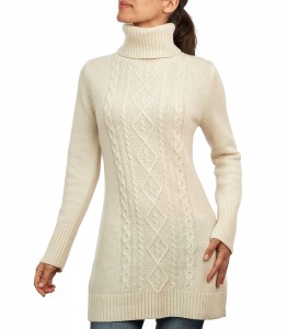 White Turtleneck Sweater Dress