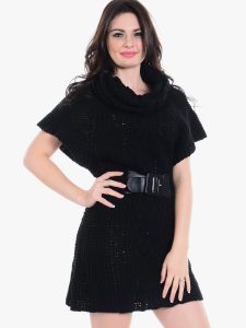 Black Cowl Neck Sweater Dress
