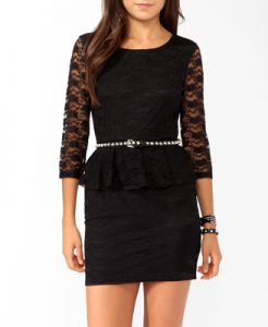 Black Lace Peplum Dress