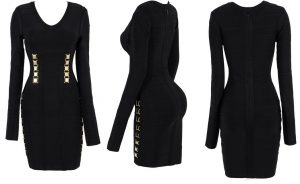 Black Long Sleeve Bandage Dress