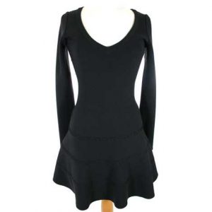 Black Long Sleeve Skater Dress