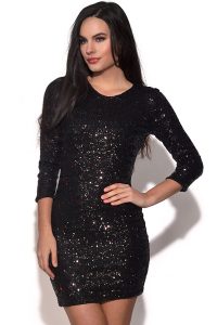 Black Sequin Bodycon Dress