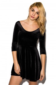 Black Velvet Skater Dress