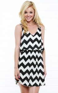 Black and White Chevron Print Dress