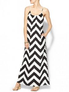 Black and White Chevron Stripe Maxi Dress