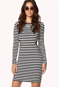 Black and White Striped Bodycon Dress
