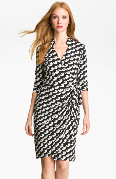 wrap dress black and white