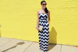 Blue Chevron Maxi Dress