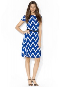 Blue Chevron Print Dress