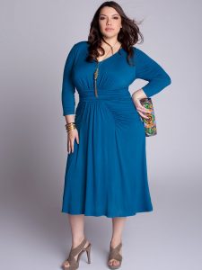 Blue Plus Size Wrap Dress