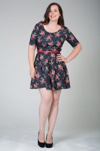 Half Sleeve Floral Skater Dress