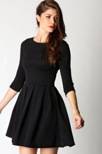 Long Sleeve Black Skater Dress