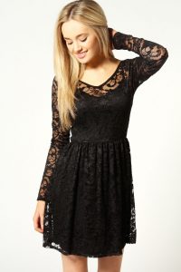 Long Sleeve Lace Skater Dress