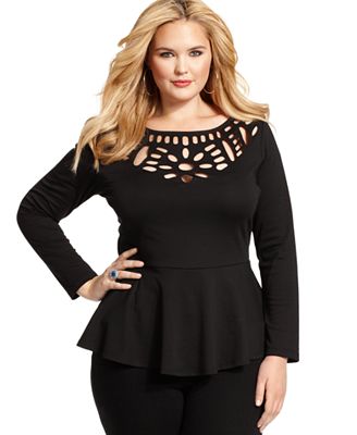 long sleeve peplum dress plus size