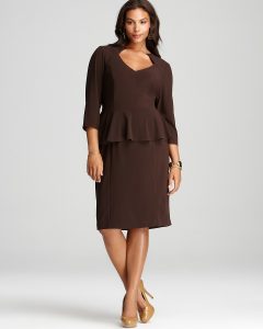 Long Sleeve Peplum Dress Plus Size