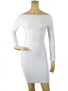 Long Sleeve White Bandage Dress