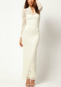 Long Sleeve White Lace Dress