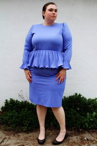 Plus Size Long Sleeve Peplum Dress