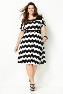 Plus Size Short Sleeve Chevron Dress