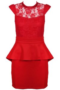 Red Lace Peplum Dress