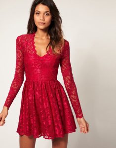 Red Lace Skater Dress