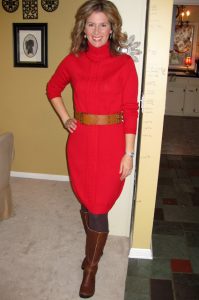 Red Turtleneck Sweater Dress