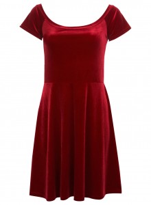 Red Velvet Skater Dress