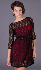 Red and Black Lace Dress