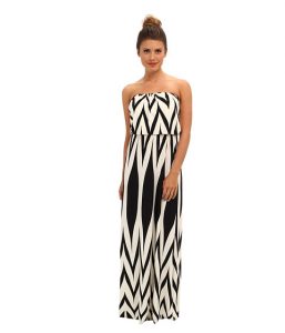 Strapless Chevron Print Dress