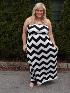 Strapless Plus Size Chevron Dress