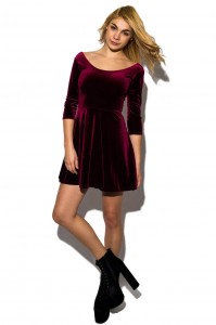 Velvet Full Sleeve Skater Dress