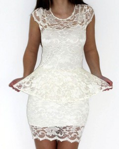 White Lace Peplum Dress